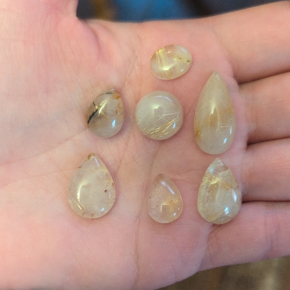 Gold Rutilated Quartz Cabochons